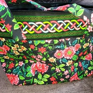 Quilted Essential Shoulder Tote Bag Floral Zippere